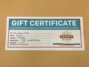 lot 68 image: Severs Fall Festival Gift Certificate for 4 People Pkg #2