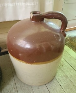 lot 64 image: Large Stoneware Jug and Enameled Pot