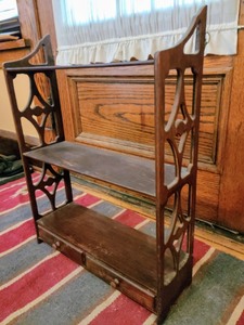 lot 79 image: Vintage Dark Wood Wall Shelf