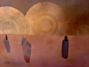 lot 93 image: Unframed Painting On Sandpaper By Mieko Johnson