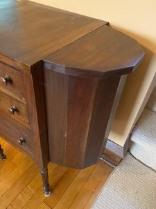 lot 18 image: Martha Washington Style Sewing Cabinet and Contents