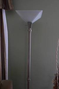 lot 420 image: Modern floor lamp with nickel finish