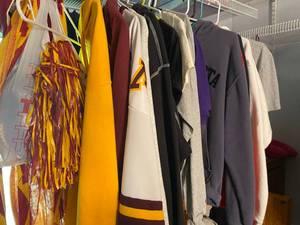 lot 365 image: Collegeclothing, including U of M, Minnesota State, St. Cloud State, University of St.Thomas, and Womens Wild Hockey shirt