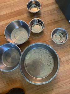 lot 445 image: Three stainless steel dog bowls