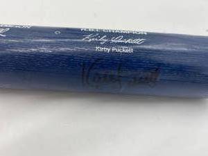 lot 3 image: Authentic Kirby Pucket Signed Baseball Batt