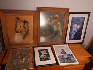 lot 151 image: &nbsp2 Signed Original High School Students artwork from the late 60s, are they famous now  4 other prints including Anne of Green Gables