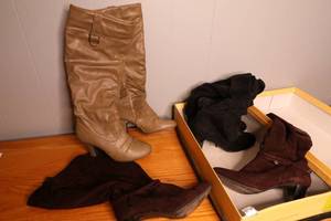 lot 206 image: Three pairs of womens size 8.5 knee high boots