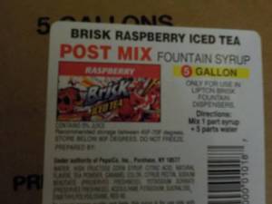 5 Gallon Brisk Raspberry Iced Tea P...