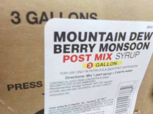 3 Gallon Mountain Dew Berry Monsoon...