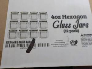 Case of 12 - 4 oz Hexagon Glass Jar...