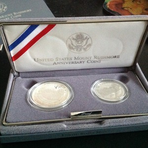 lot 85 image: US Mint Proof Mount Rushmore Anniversary Coins