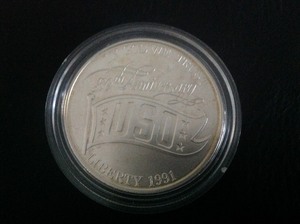 lot 132 image: 50th Anniversary USO Commemorative Coin