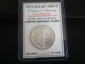lot 136 image: 2017 1 oz Silver Coin
