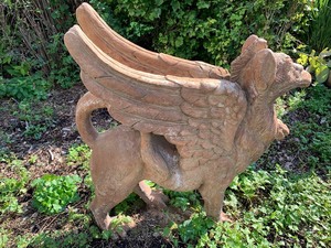 lot 1 image: Winged Griffin Cement Statue