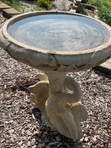 lot 8 image: Cement Bird Bath with Swan Design