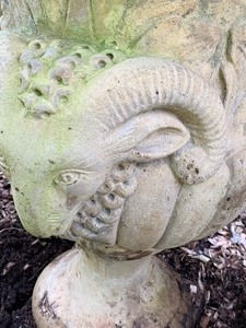 lot 14 image: Pair of Decorative Planters with Ram Head Figurals
