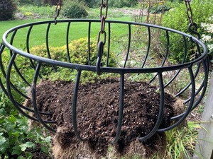 lot 30 image: Large Hanging Metal PlanterPlant Holder on Chains