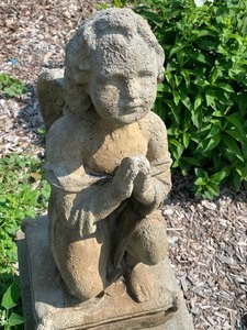 lot 39 image: Cement Praying Angel with Base