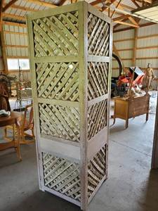 lot 96 image: White Wicker Corner Cabinet