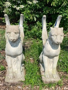 lot 7 image: Pair of Cement Winged Griffins