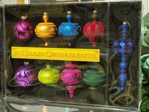 lot 123 image: (4) Boxes of 9 each Bright Colored Holiday Ornaments