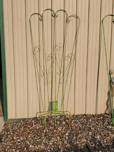 lot 222 image: (1) Red, (1) Green Garden Trellises