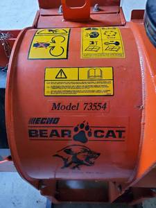 lot 206 image: Orange PTO Tractor Driven BEAR CAT Wood Chipper
