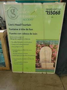 lot 201 image: Fiberglass Lion Water Fountain NEW IN BOX