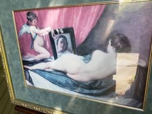 lot 121 image: Classical Art Print- Cherub and Nude