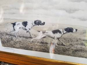 lot 99 image: Leon Danchin Original Etching Print- Pointers in the Field