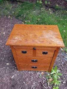 lot 131 image: Mission Style Bedside Table