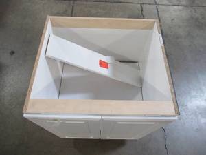 lot 204 image: Hampton Bay Designer Series Elgin Assembled 27x34.5x23.75 in. Full Height Door Base Kitchen Cabinet in White BF27-ELWH