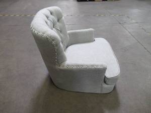 lot 101 image: Bentley Button Tufted Accent Chair with Nail Head Trim, Grey-White 92005-16GY