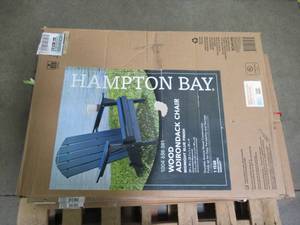 lot 126 image: Hampton Bay Adirondack Classic Midnight Navy Blue Outdoor Patio Folding Wood Chair A211030200