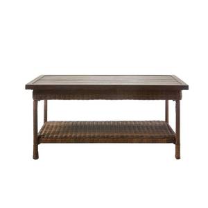 lot 127 image: Hampton Bay Beacon Park Wicker Outdoor Coffee Table with Slat Top FWS80486