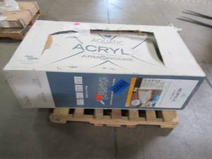 lot 141 image: Aquatic Carson 60 in. AcrylX Acrylic-Finished Right Drain Rectangular Apron Front Soaking Bathtub in White AX6030SMINR-WH