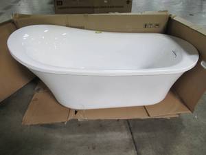 lot 155 image: Schon Aiden 5.8 ft. Reversible Drain Bathtub in White