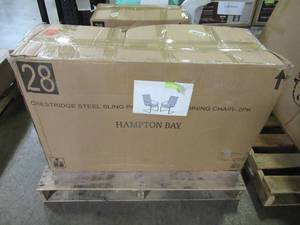 lot 158 image: Hampton Bay (2-Pack) Steel Padded Sling C-Spring Outdoor Patio Dining Chairs FCS60610R-2PK