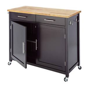 lot 161 image: Stylewell Glenville Black Kitchen Cart with 2 Drawers SK17787Cr2-EBB