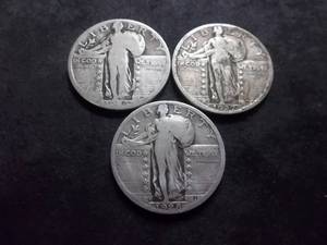 1926 S, 1927, 1928 D Standing Liberty Quarters
