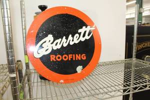 lot 233 image: Stout Sign Co. Metal Sign Barrett Roofing