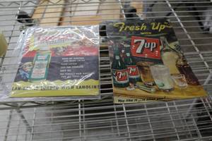 lot 235 image: Lot of (2) Cardboard Signs - Fresh Up with 7up, Lan-Lay The Many Purpose Cosmetic