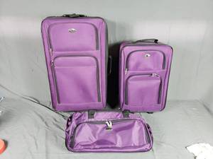 3 Piece Purple Leisure Luggage Set