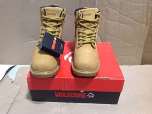 lot 45 image: Wolverine Mens Floorhand Waterproof 6 Work Boots - Soft Toe - Wheat Size 8.5(W) not used