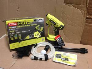 lot 48 image: RYOBI ONE 18-Volt 320 PSI 0.8 GPM Cold Water Cordless Power Cleaner (Tool Only)&nbspin good condition review pictures