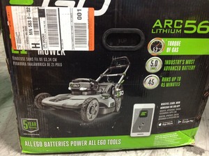 lot 107 image: EGO 21 in. 56V Lithium-Ion Cordless Electric Walk Behind Push Mower, 5.0 Ah Battery and Charger Included in good conditions