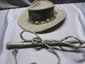 lot 47 image: Minnetonka Leather Hat, Whip