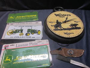 lot 143 image: License Plates, Clock, Knife