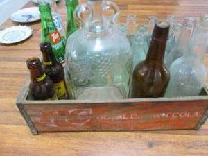 Wood Crate Full of Vintage Glass Bo...