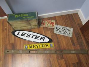Vintage Wood Crate With Antique Lic...